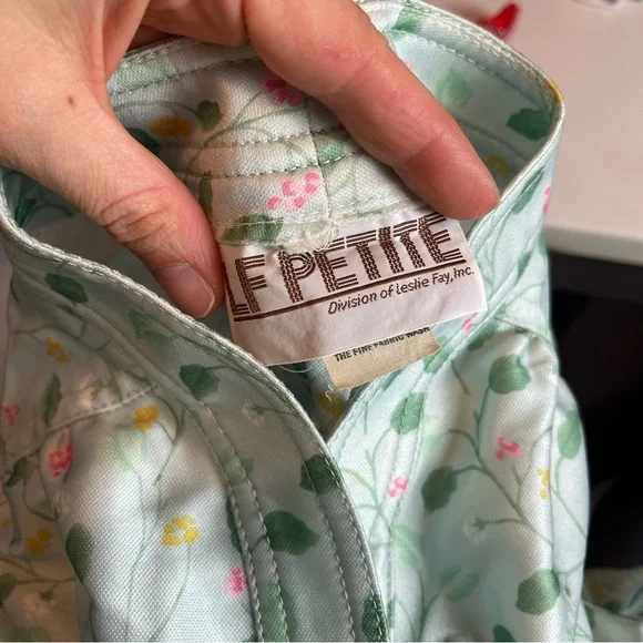 Vintage 1970s LF Petites Women's 6 Green Floral Whimsical Border Hem Belt Dress - Picture 8 of 11